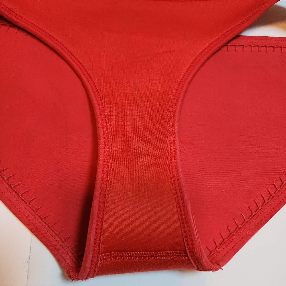 Triangl red orange neoprene bikini bottom Women's size small - Picture 5 of 10